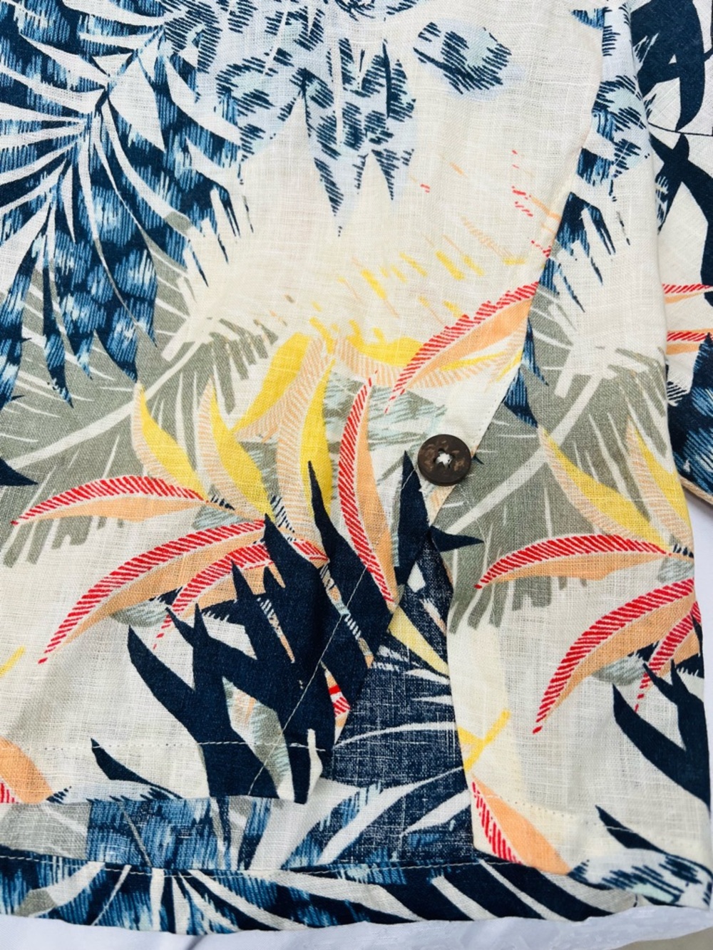 Chico's Cream Tropical Print 3/4 Sleeve Linen No Iron Women’s Tunic Blouse 1(M) - Picture 8 of 10